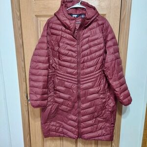 Lands End Down Puffer Jacket Plus Womens Size 2X Wanderweight Packable Burgandy